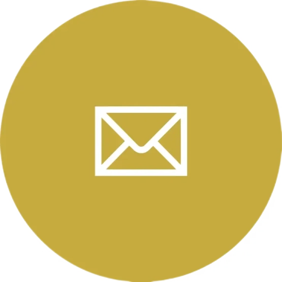 a yellow circle with a white envelope on it