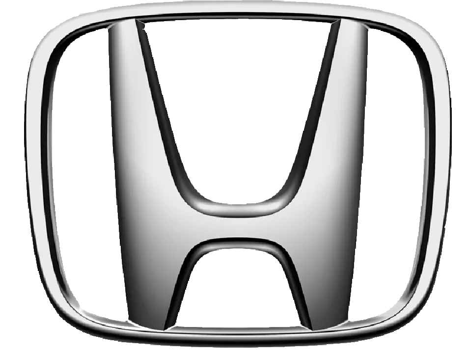 the front view of a silver honda logo
