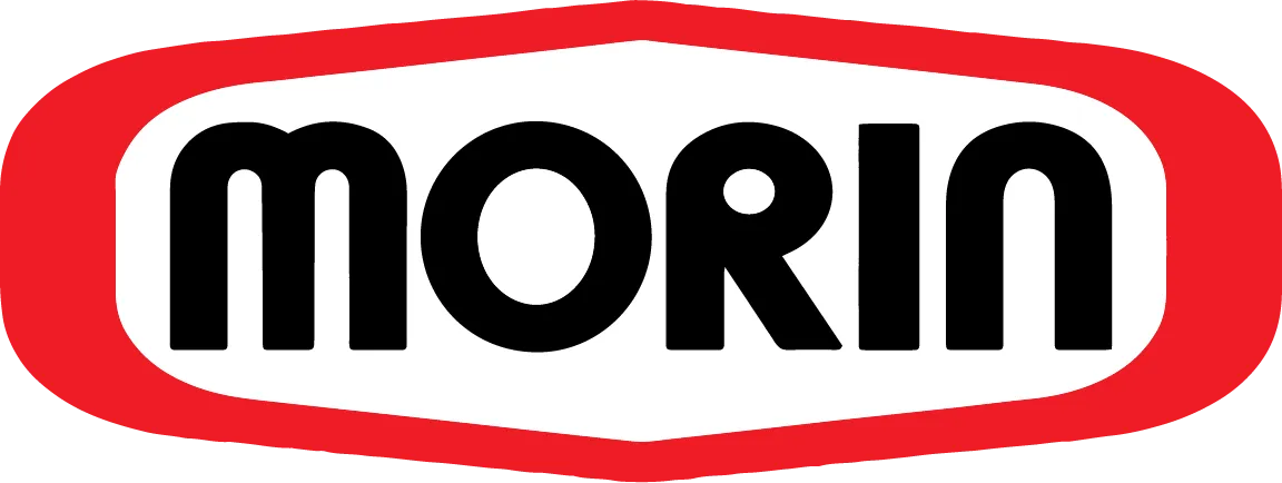 a red and white sign that says morin